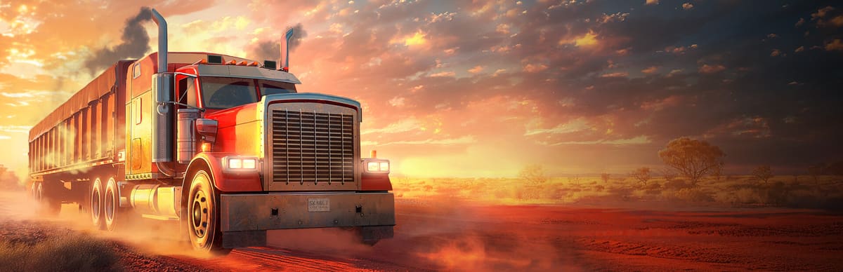 Truck World: Australia - a truck driving across vast Australian highways at sunset